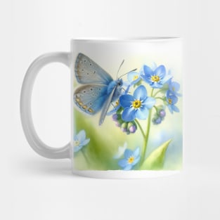 Pop Blue butterfly - Watercolor Butterfly Mug